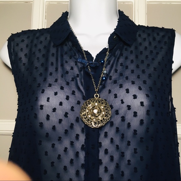 MNG BLUE NAVY SUIT ROSITA BLOUSE - Picture 5 of 8